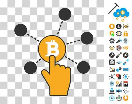 Click Bitcoin Node Icon with Bonus Illustrazione stock