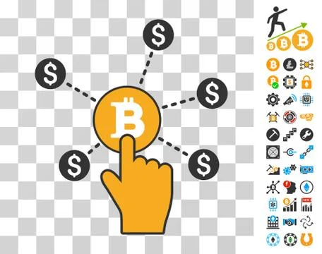 Click Bitcoin Node Icon with Bonus Stock Illustration