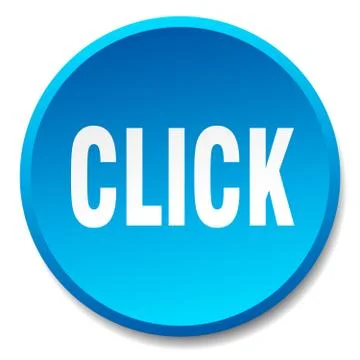 Click blue round flat isolated push button Illustrazione stock