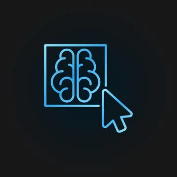 Click on brain button colored vector outline icon Stockillustratie