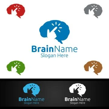 Click Brain Technology Logo with Think Idea Concept Design Stock Illustration
