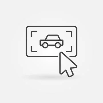 Click on button with a car vector simple outline icon Stock Illustration