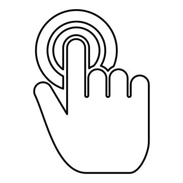 Click on button Hand cursor Touch screen contour outline icon black color vec イラスト素材