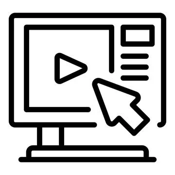 Click button icon outline vector. Video tutorial 스톡 일러스트