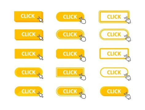 Click Button with pointer clicking. Web button. Finger Pressing. Click to Click Stock-Illustration