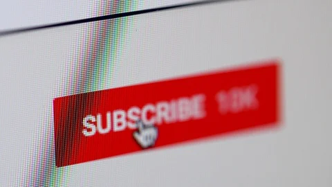 Click button Subscribe on Youtube homepage displayed in browser on laptop Stock Footage 87205288