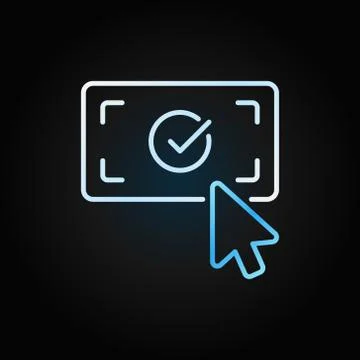 Click on check mark creative outline vector blue icon Stock Illustration