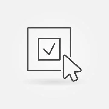 Click on check mark vector icon in outline style Stock Illustration