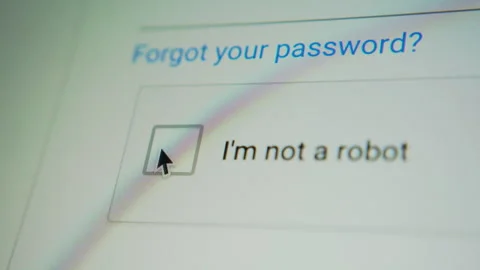Click on a checkbox of "I'm not a robot" Captcha test in login page of a website Stock Footage 286099505