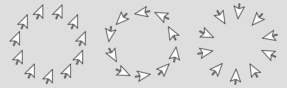 Click circle frame. Arrow mouse pointer round border Stock Illustration