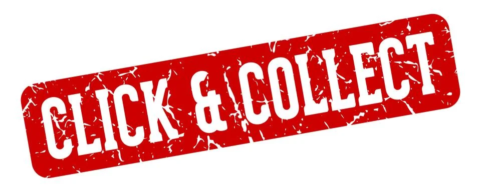 Click &amp; collect rectangular sign. click &amp; collect stamp Stockillustratie