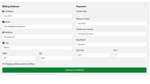 Click Continue to Checkout in Checkout Form Online. Credit Card Stock Footage 155856132