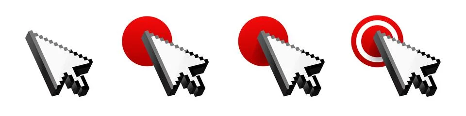 Click cursor 3d gold icon. Computer mouse pointer vector arrow Stock Illustration