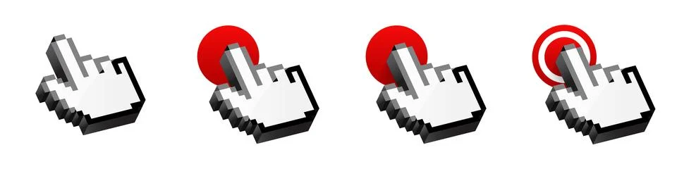 Click cursor 3d gold icon. Computer mouse pointer vector arrow Stock Illustration
