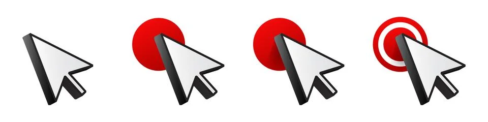 Click cursor 3d gold icon. Computer mouse pointer vector arrow Stock Illustration