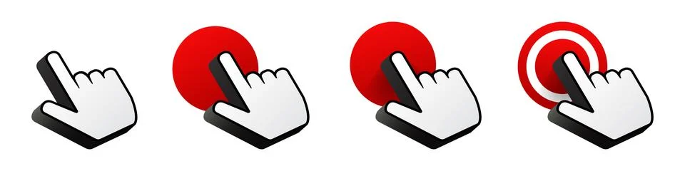 Click cursor 3d gold icon. Computer mouse pointer vector arrow Stock Illustration