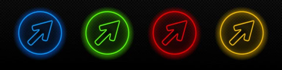 Click cursor mouse neon vector icon. Computer arrow click glowing laser lamp Stock Illustration