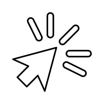 Click, cursor, pointer icon. Line icon, outline symbol. Illustrazione stock