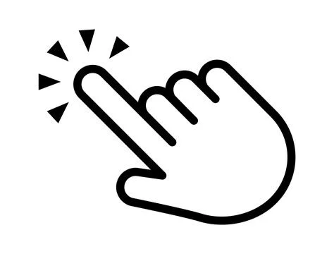 Click cursor set. Computer pointer hand and arrow icon. Press pick action Stock Illustration