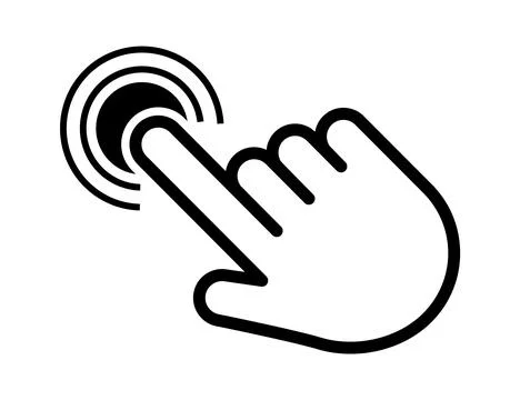 Click cursor set. Computer pointer hand and arrow icon. Press pick action Stock Illustration