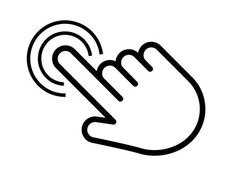 Click cursor set. Computer pointer hand and arrow icon. Press pick action Stock Illustration