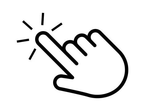 Click cursor set. Computer pointer hand and arrow icon. Press pick action Stock Illustration