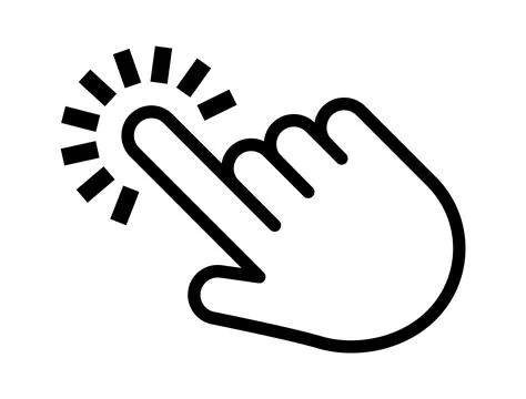 Click cursor set. Computer pointer hand and arrow icon. Press pick action Stock Illustration