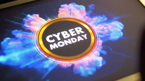 Click Cyber Monday sale exploding banner in 4K Stock Footage 162419853