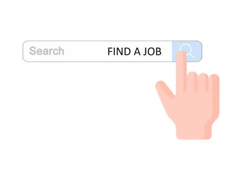 Click finger-click icon. Click. Search for jobs on a computer screen. Stock Illustration