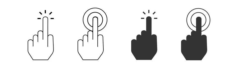 Click the finger icon. Hand pointer symbol. Sign mouse cursor vector. Illustrazione stock