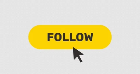 Click on Follow button, push by arrow cursor, flat style follow us button Stock Footage 279478548