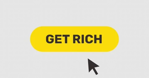 Click on Get rich button, flat style button enrich or get wealthy Stock Footage 337945409