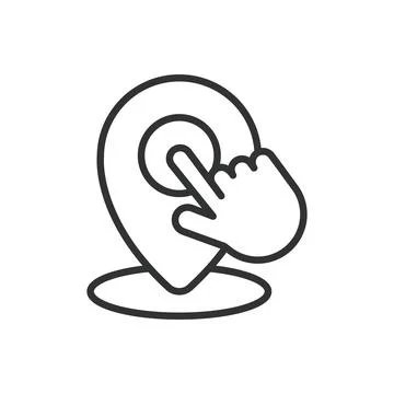Click on GPS, icon in line design. Click, GPS, location, map, pinpoint, position Stock Illustration