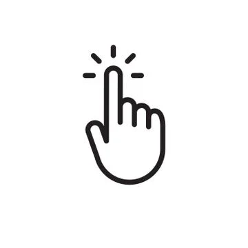 Click hand, finger pointer, linear icon 스톡 일러스트