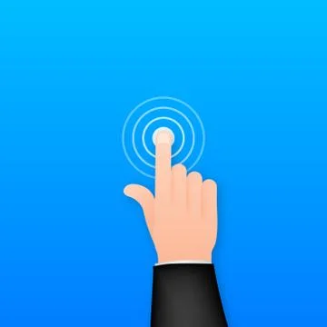 Click hand in flat style. Push touch screen. Hand cursor icon. Finger click icon Illustrazione stock