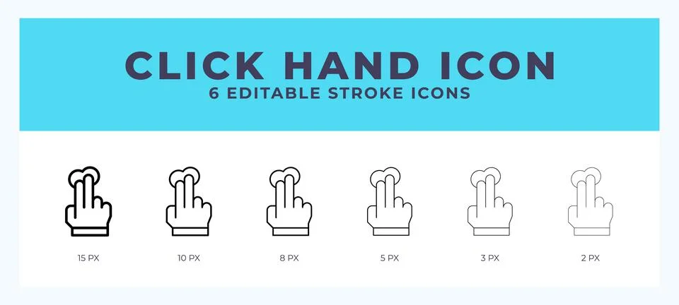 Click hand icon illustration vector with editable stroke. Stock Illustration