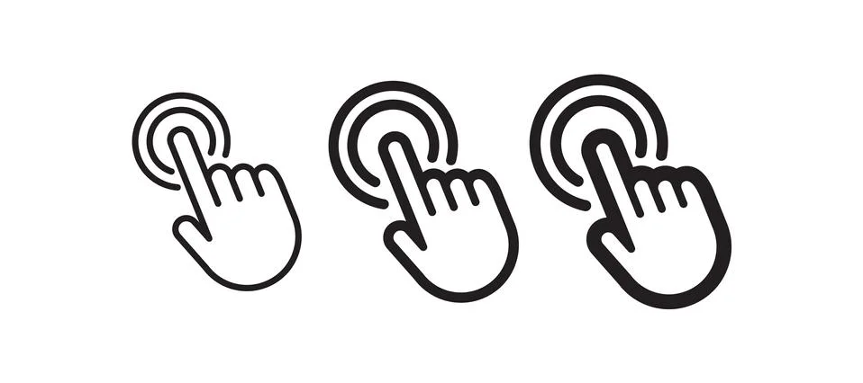 Click hand icon, linear vector Illustrazione stock