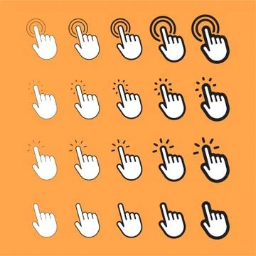 Click hand icon set Stock Illustration