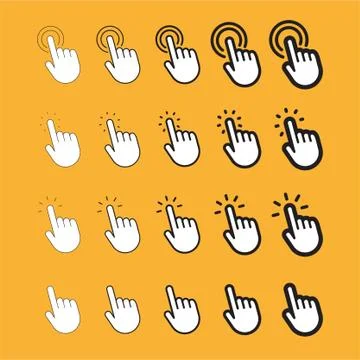 Click hand icon set Illustrazione stock