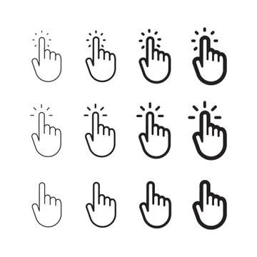 Click hand icon set Illustrazione stock