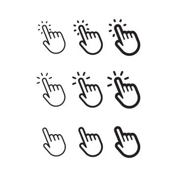 Click hand icon set Stock Illustration