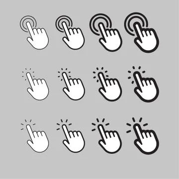 Click hand icon set Stock Illustration