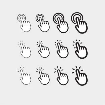 Click hand icon set Stock Illustration