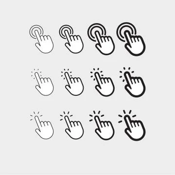 Click hand icon set Illustrazione stock