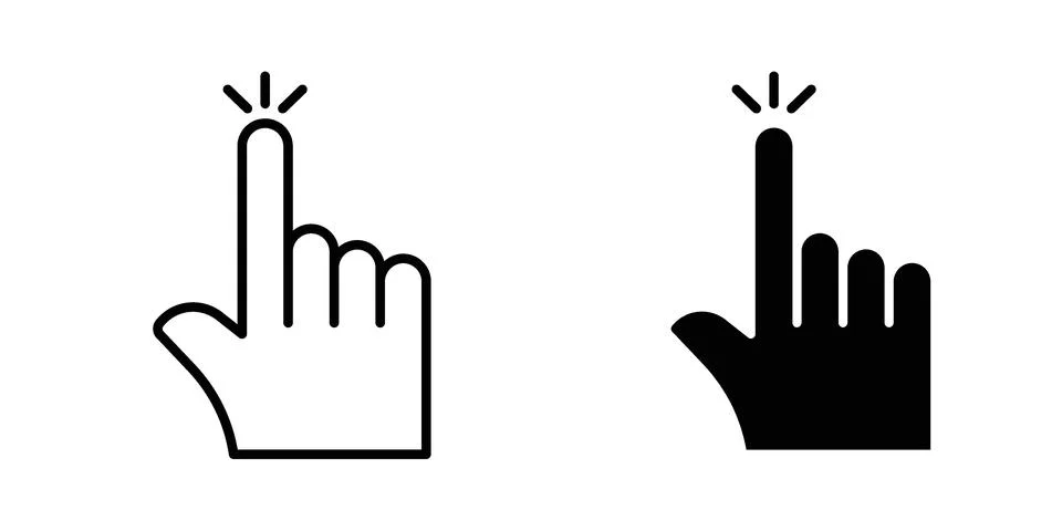 Click Hand icon vector concepts, line and silhouette style Stock Illustration