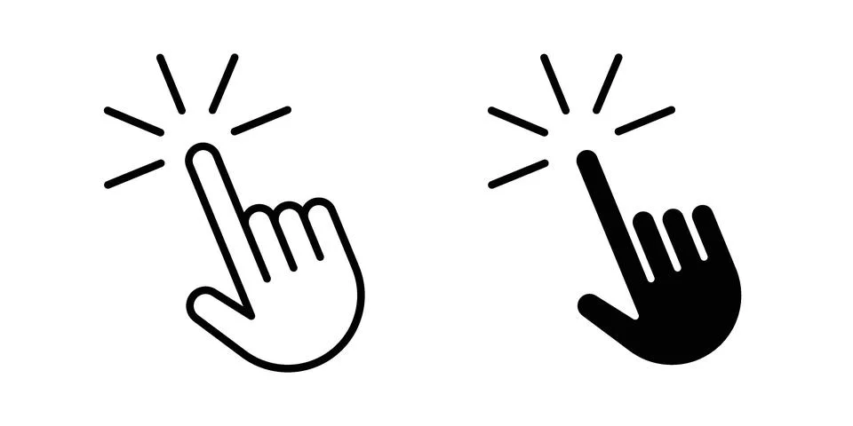 Click Hand icon vectors. Illustrations in black Stock Illustration