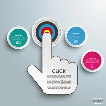 Click hand push buttons 3 options target Ilustración de archivo