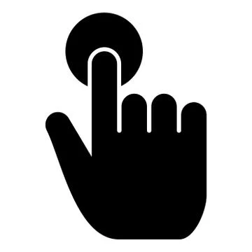 Click hand Touch of hand Finger click on screen surface icon black color vect Stock Illustration