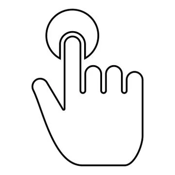 Click hand Touch of hand Finger click on screen surface icon black color outl Stock Illustration