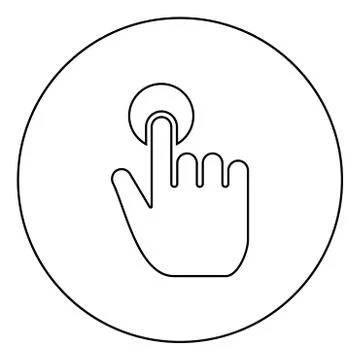 Click hand Touch of hand Finger click on screen surface icon in circle round  스톡 일러스트